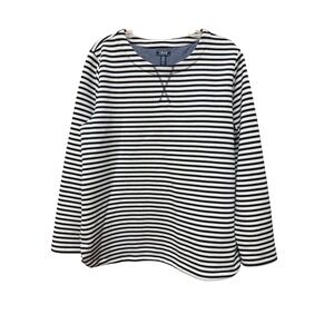 Izod‎ Women XL Heavy Knit Striped Sweatshirt Preppy Vacay Nautical Coastal Beach